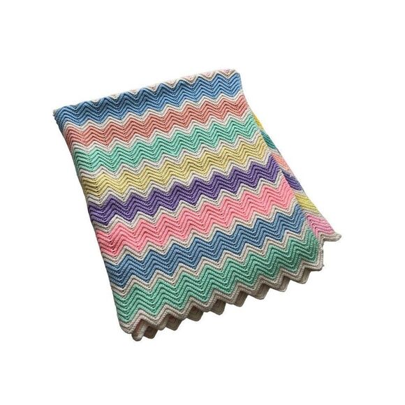Handmade Other - 60 х 48 vintage handmade throw afghan pastel cottage